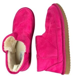 Old Navy Women’s Faux Suede Sherpa-Lined Slippers Boots In Hot Pink, Size 9